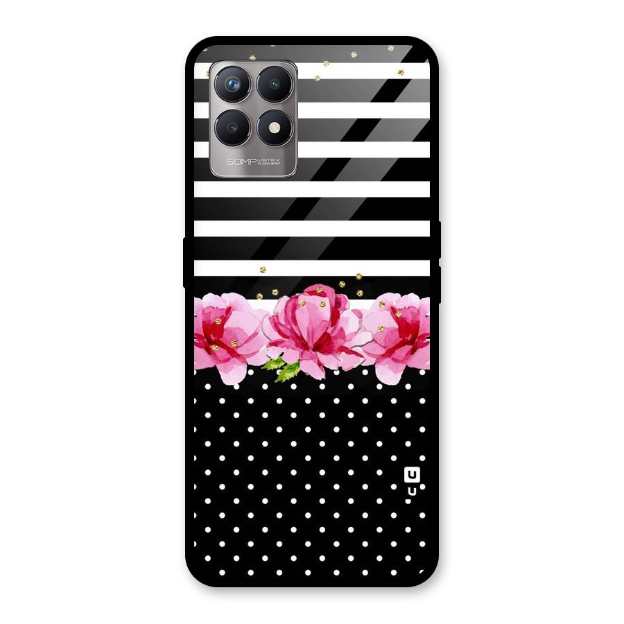 Polka Floral Stripes Glass Back Case for Realme Narzo 50