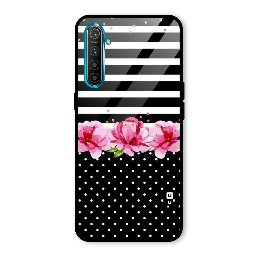 Polka Floral Stripes Glass Back Case for Realme X2