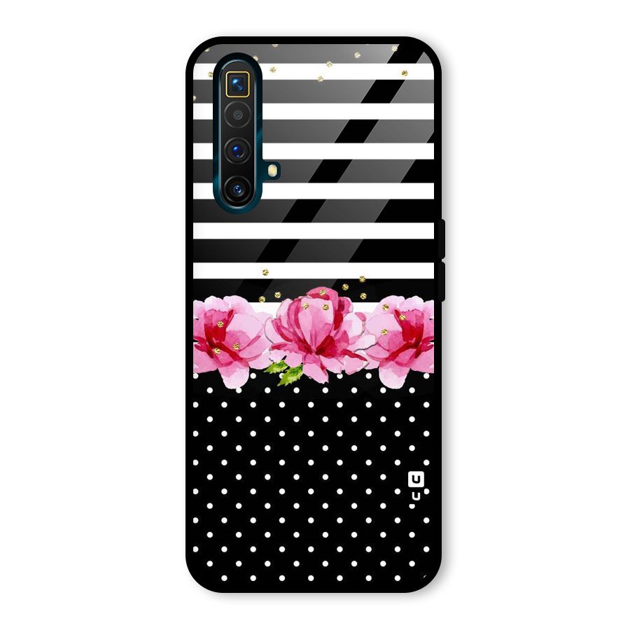 Polka Floral Stripes Glass Back Case for Realme X3