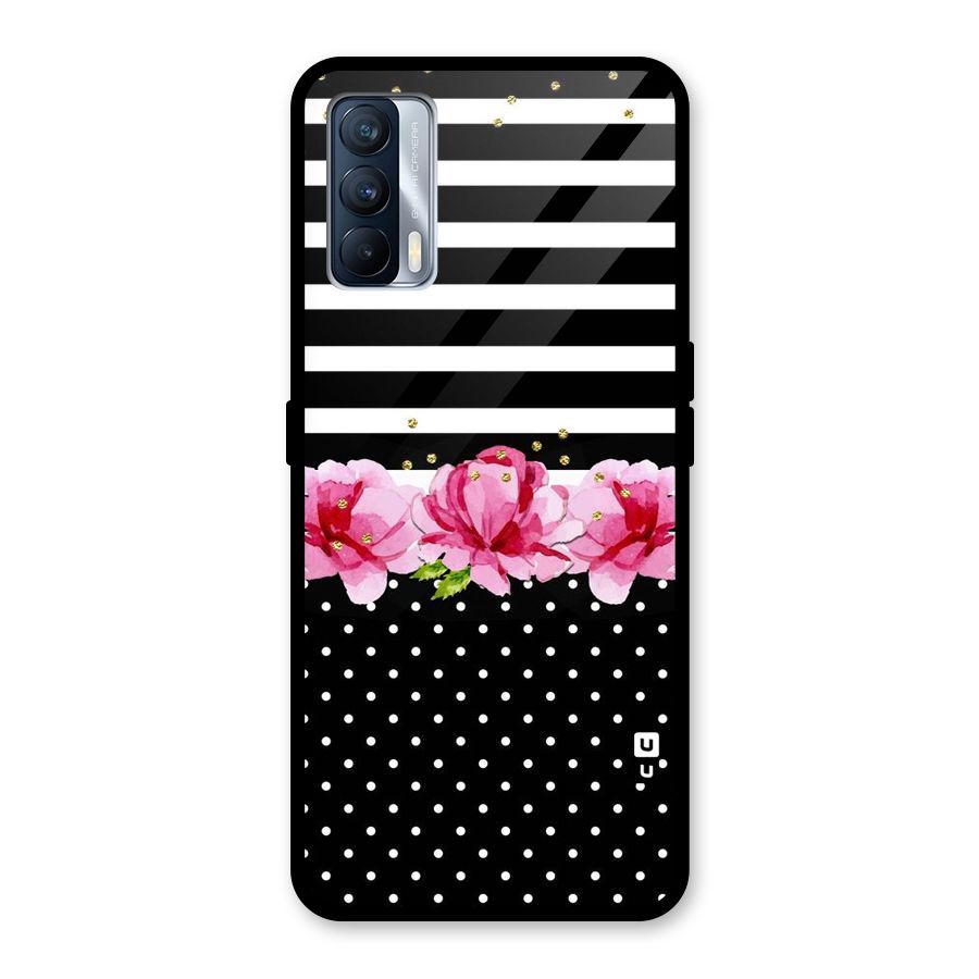 Polka Floral Stripes Glass Back Case for Realme X7