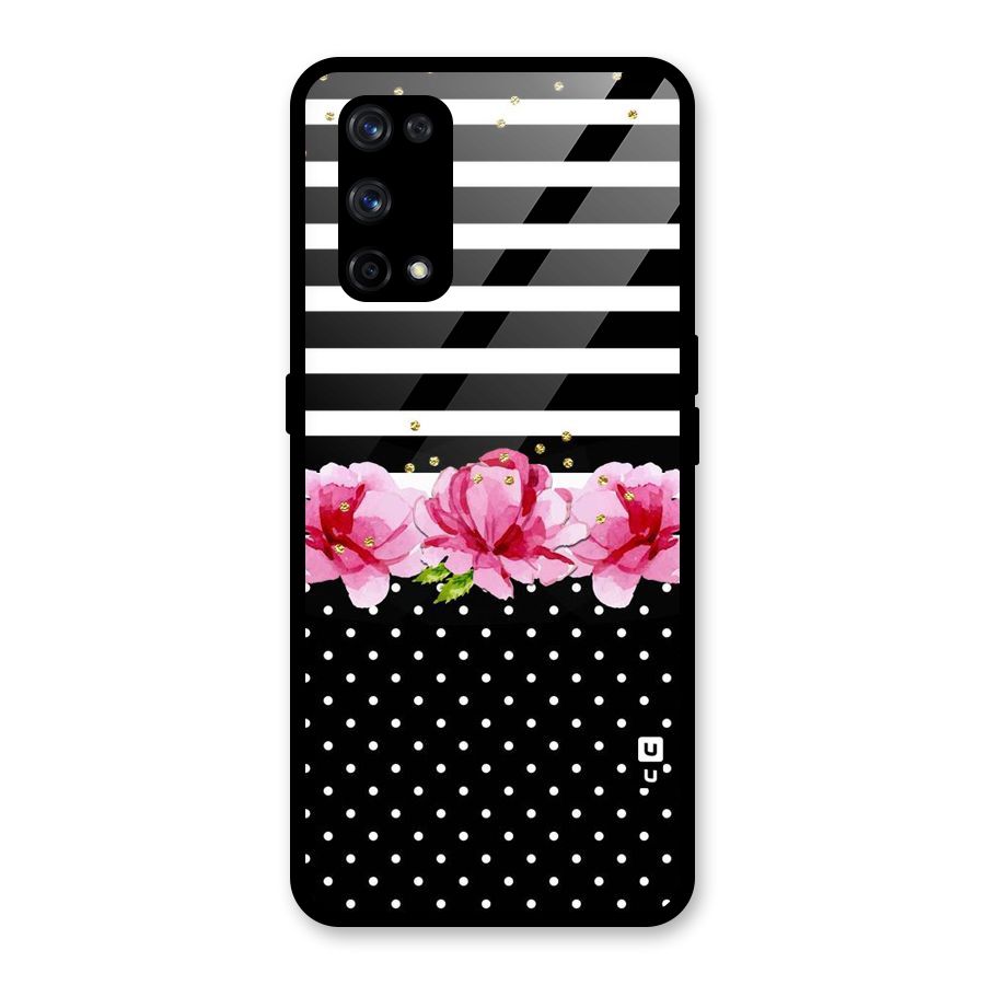 Polka Floral Stripes Glass Back Case for Realme X7 Pro