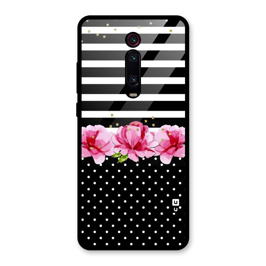 Polka Floral Stripes Glass Back Case for Redmi K20