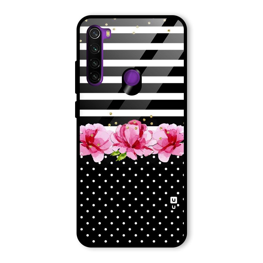 Polka Floral Stripes Glass Back Case for Redmi Note 8