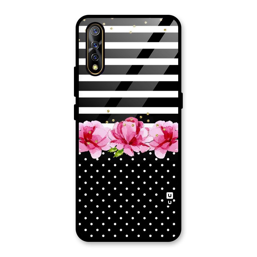 Polka Floral Stripes Glass Back Case for Vivo S1