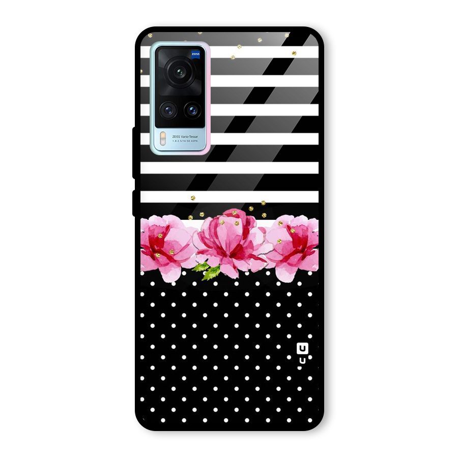Polka Floral Stripes Glass Back Case for Vivo X60