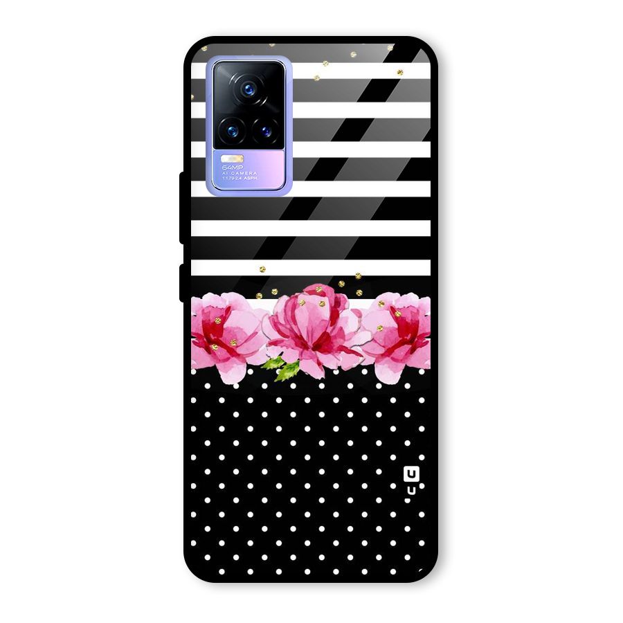 Polka Floral Stripes Glass Back Case for Vivo Y73