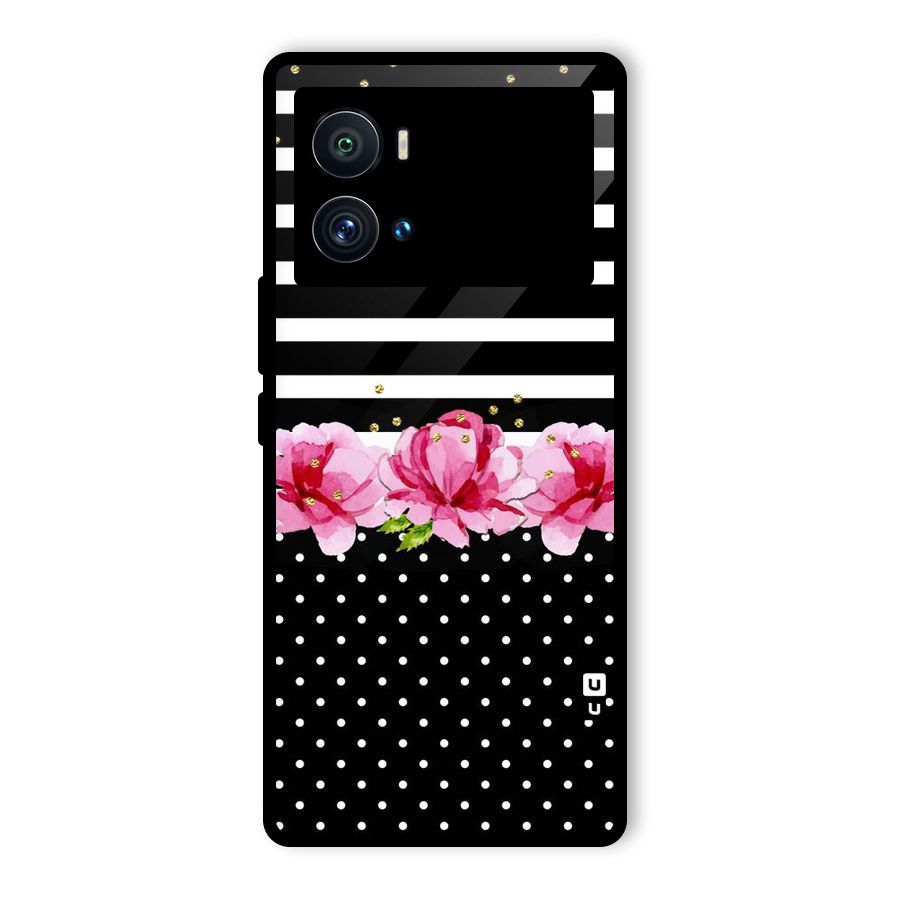 Polka Floral Stripes Glass Back Case for Vivo iQOO 9 Pro