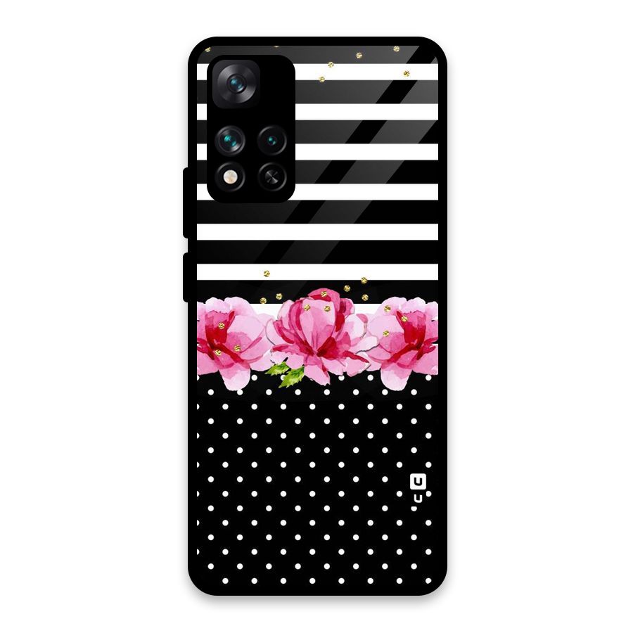 Polka Floral Stripes Glass Back Case for Xiaomi 11i 5G