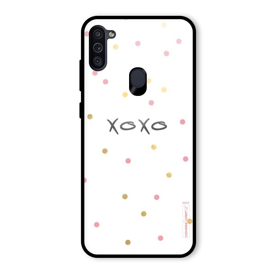 Polka Hugs Glass Back Case for Galaxy M11