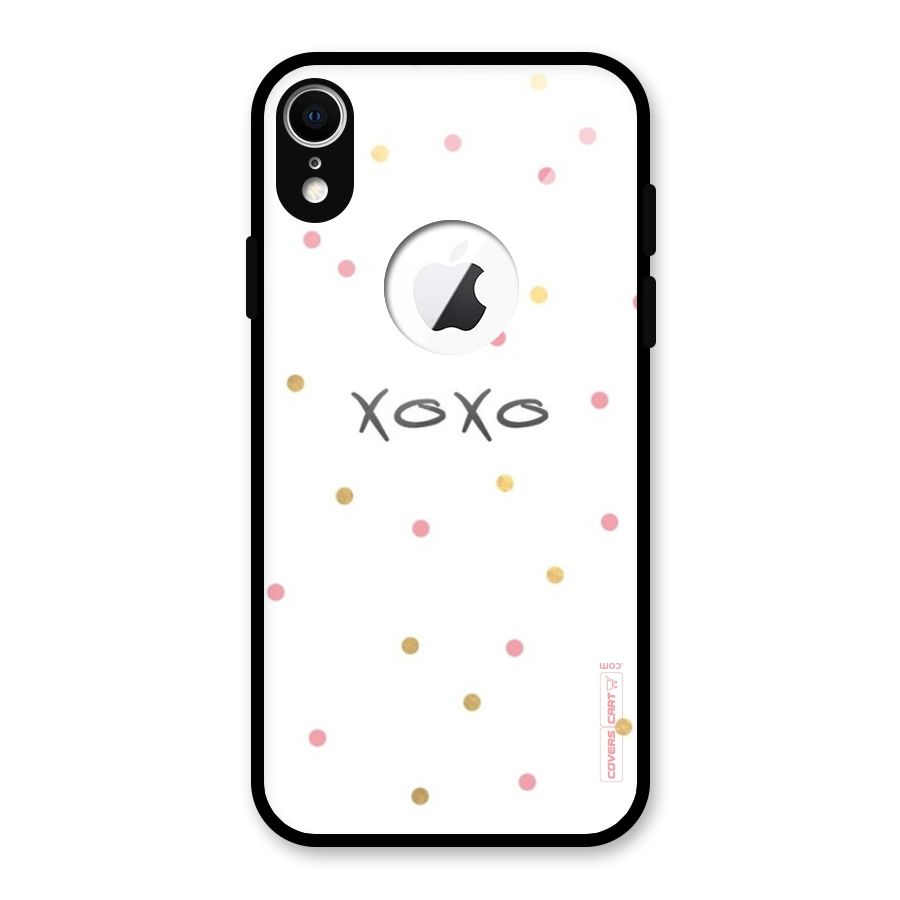 Polka Hugs Glass Back Case for iPhone XR Logo Cut