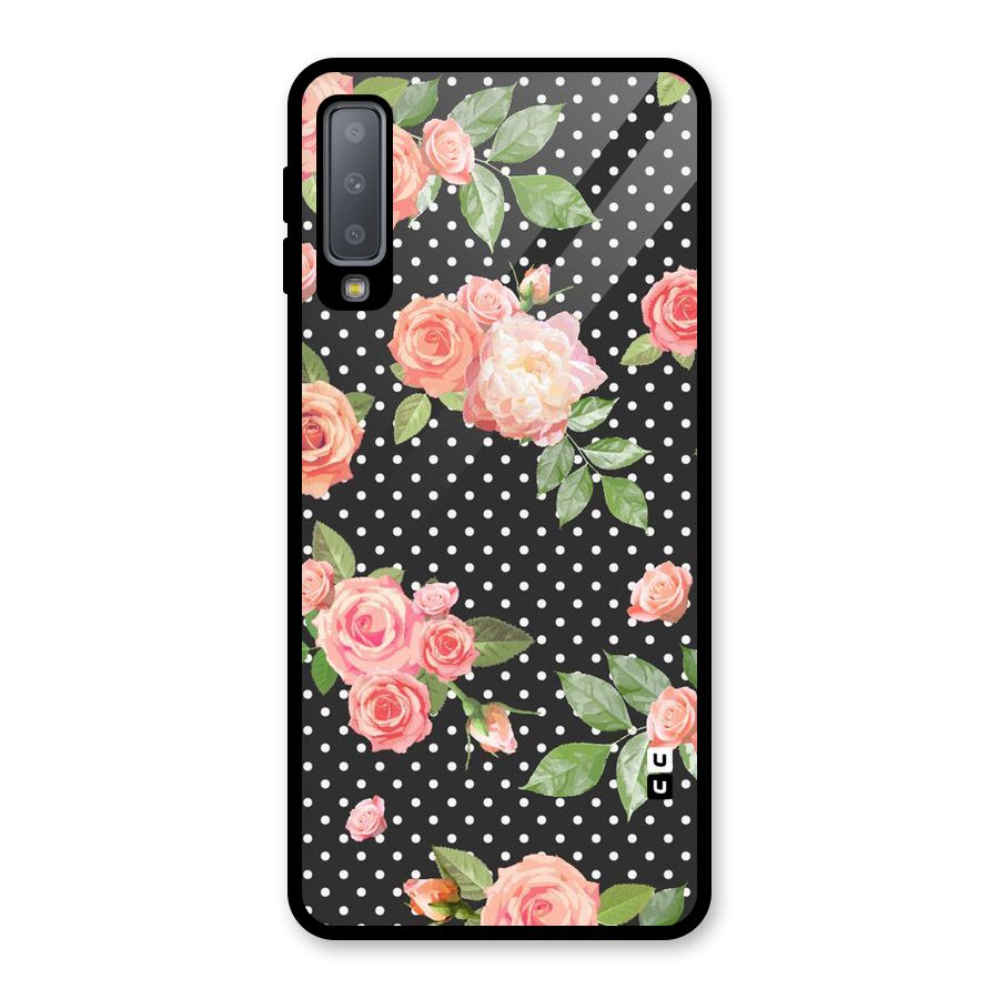Polka Peach Glass Back Case for Galaxy A7 (2018)