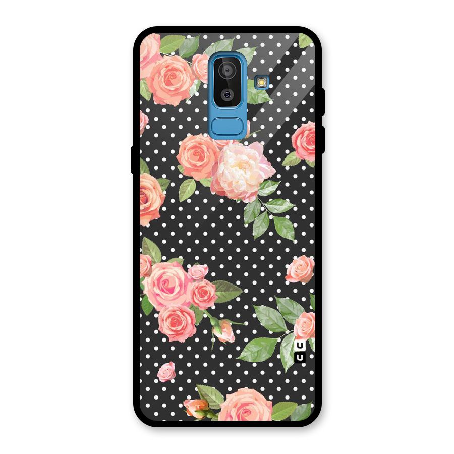 Polka Peach Glass Back Case for Galaxy J8