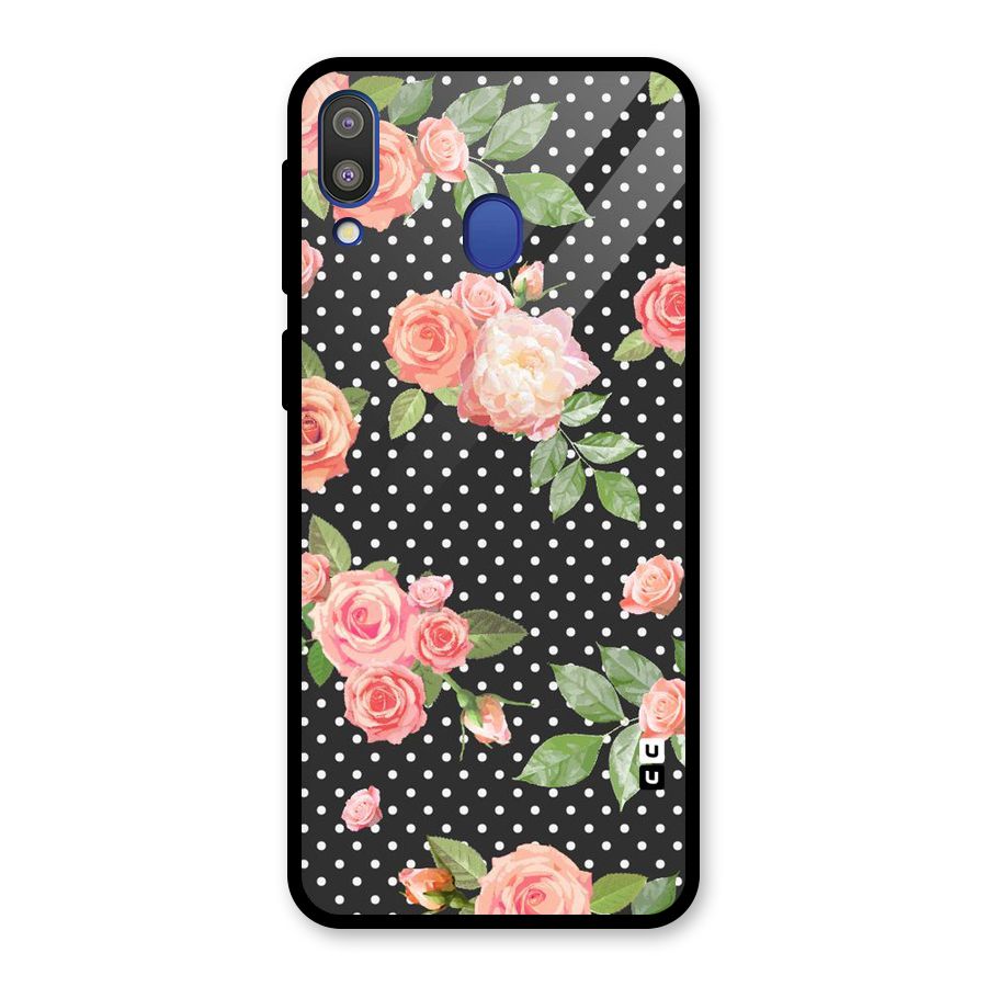 Polka Peach Glass Back Case for Galaxy M20