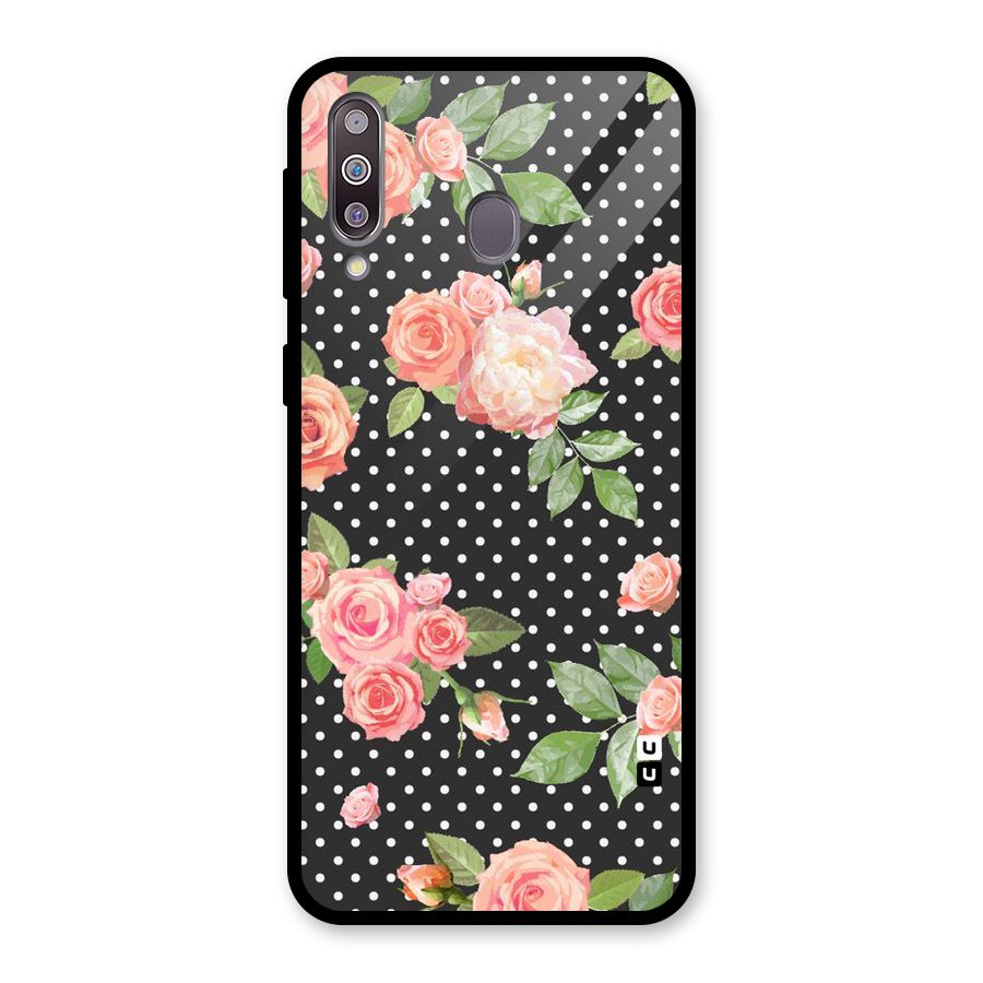Polka Peach Glass Back Case for Galaxy M30
