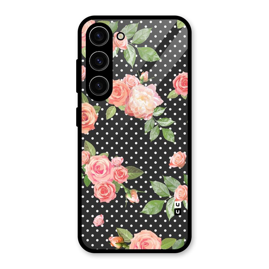 Polka Peach Glass Back Case for Galaxy S23
