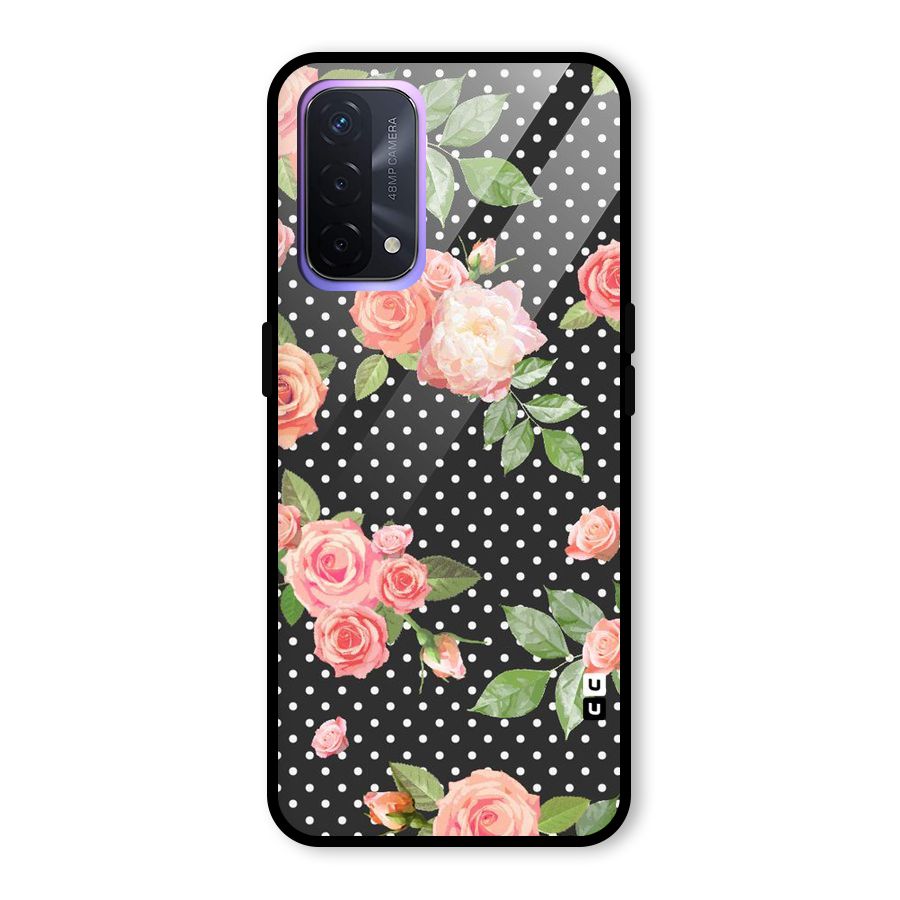 Polka Peach Glass Back Case for Oppo A74 5G