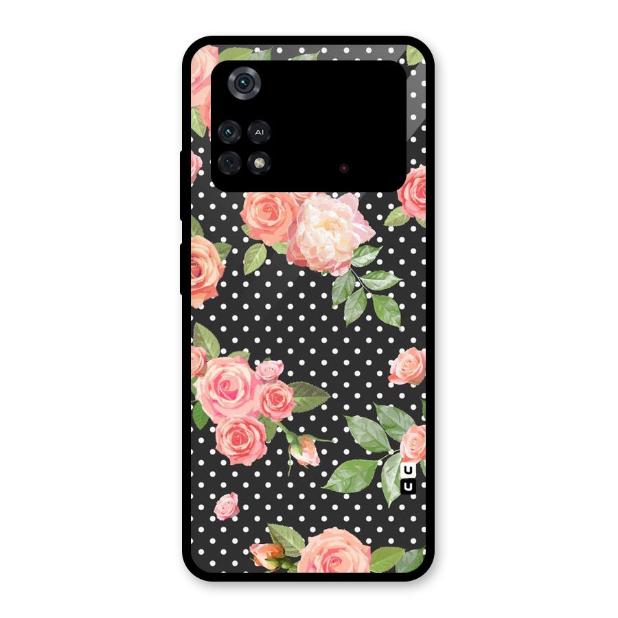 Polka Peach Glass Back Case for Poco M4 Pro 4G