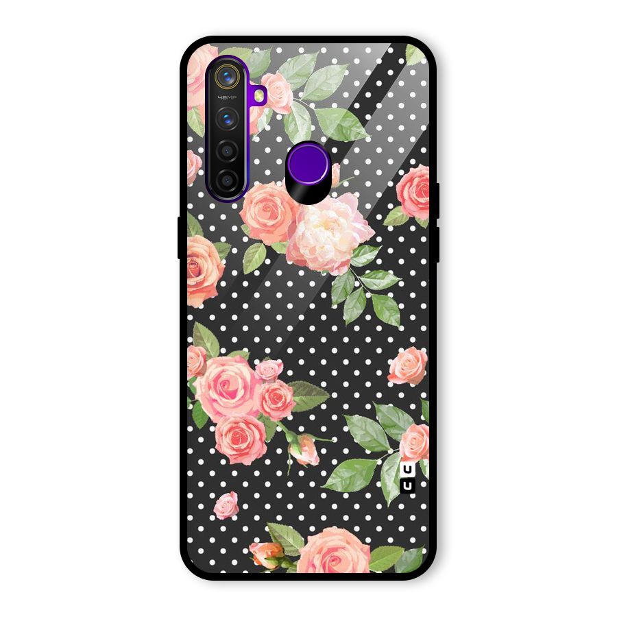 Polka Peach Glass Back Case for Realme 5 Pro