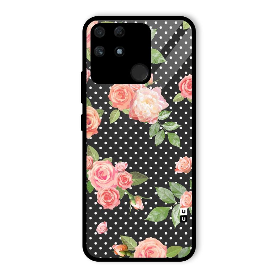 Polka Peach Glass Back Case for Realme Narzo 50A