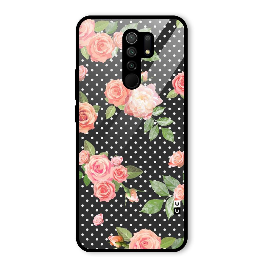 Polka Peach Glass Back Case for Redmi 9 Prime