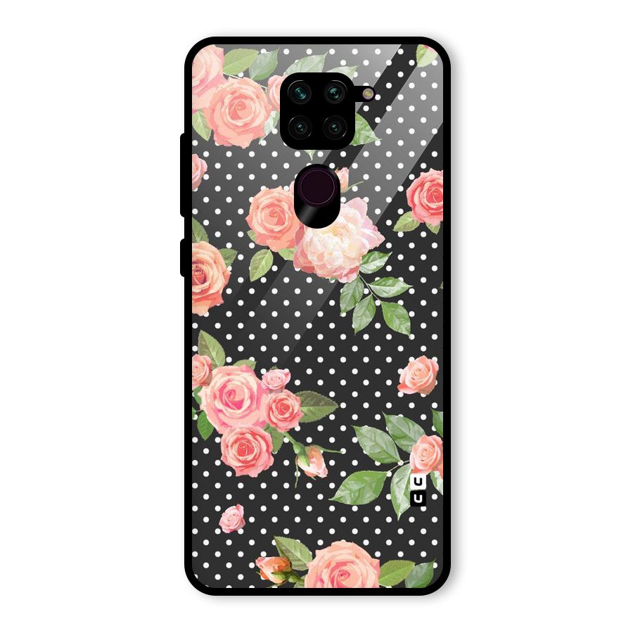 Polka Peach Glass Back Case for Redmi Note 9