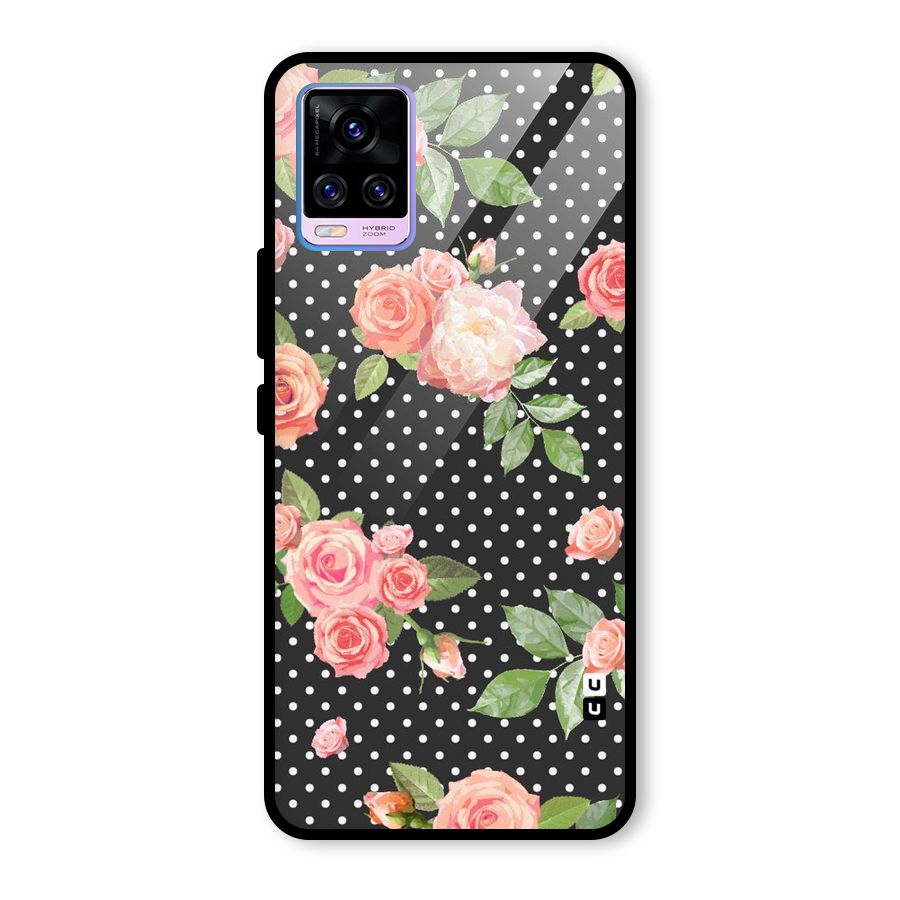 Polka Peach Glass Back Case for Vivo V20 Pro