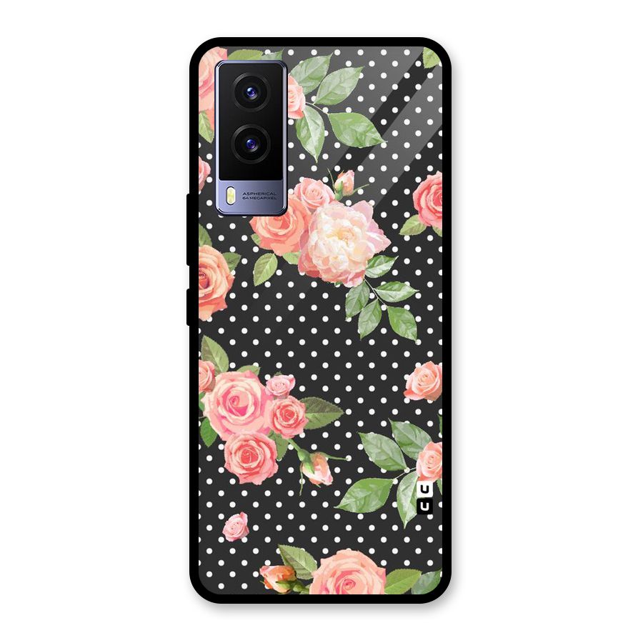 Polka Peach Glass Back Case for Vivo V21e 5G
