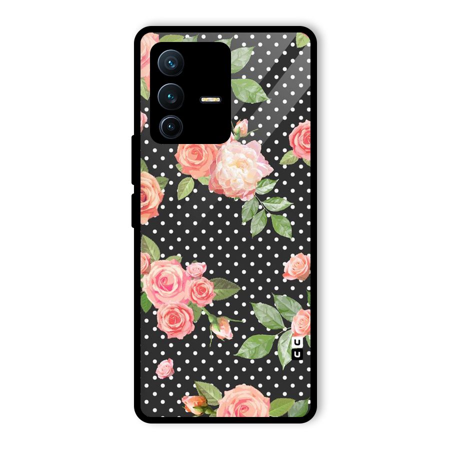 Polka Peach Glass Back Case for Vivo V23 Pro
