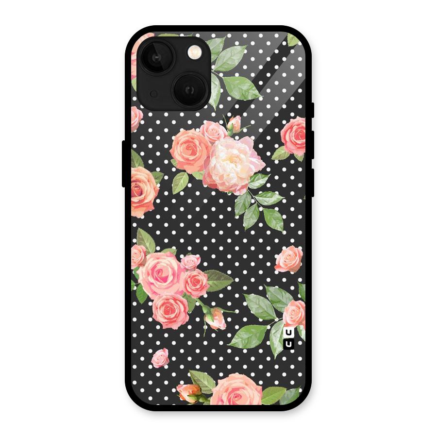 Polka Peach Glass Back Case for iPhone 13