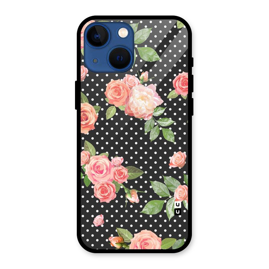 Polka Peach Glass Back Case for iPhone 13 Mini