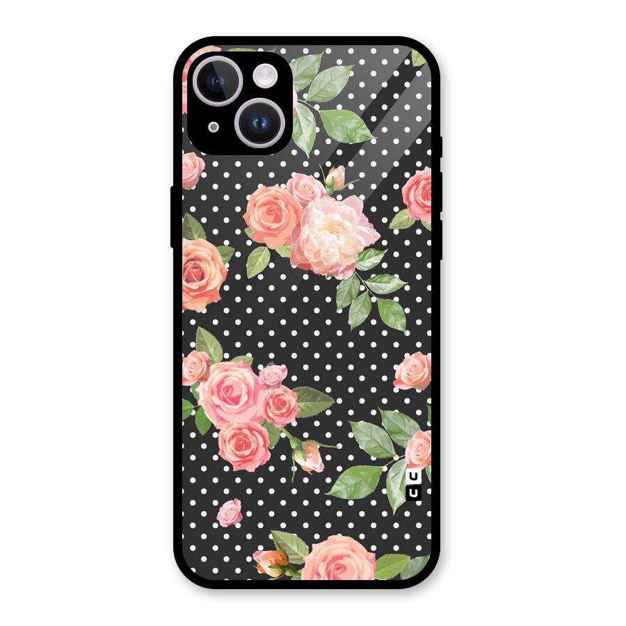 Polka Peach Glass Back Case for iPhone 14 Plus