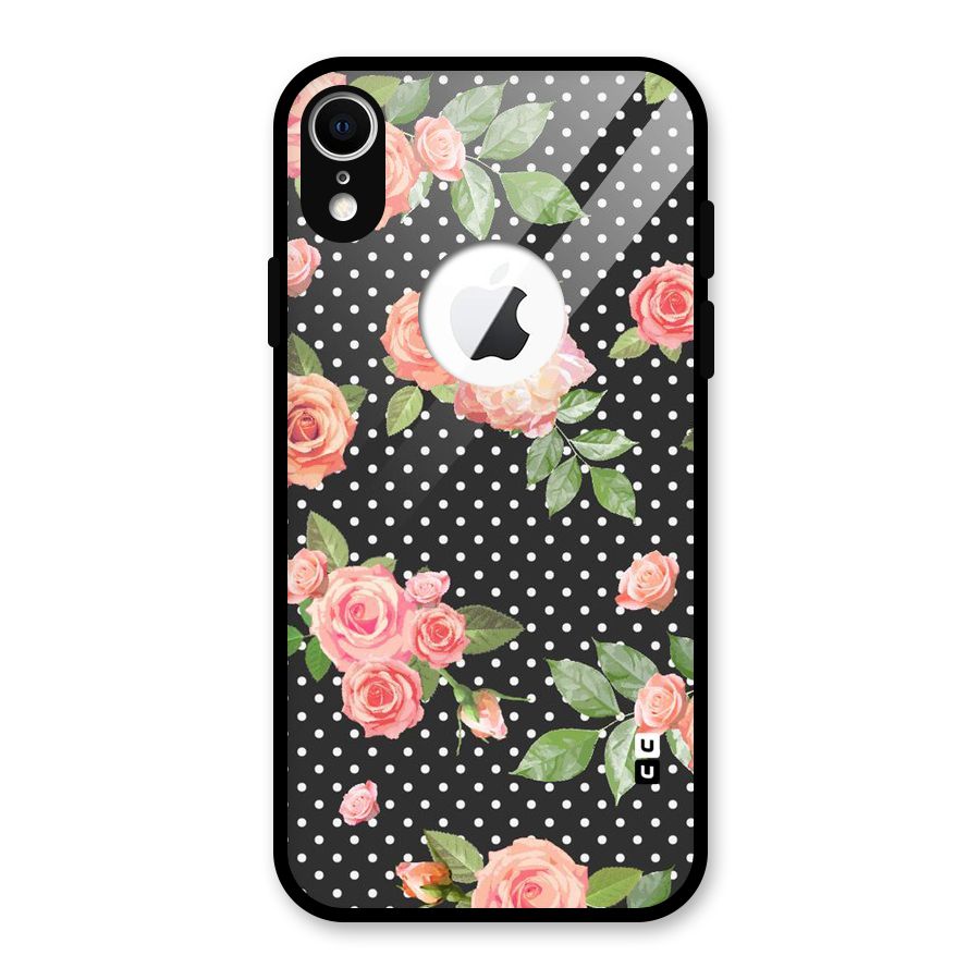 Polka Peach Glass Back Case for iPhone XR Logo Cut