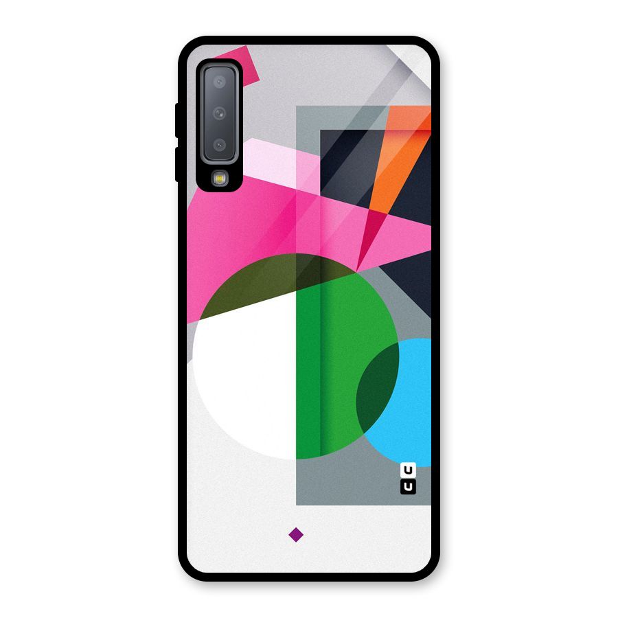 Polygons Cute Pattern Glass Back Case for Galaxy A7 (2018)