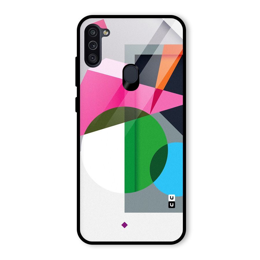Polygons Cute Pattern Glass Back Case for Galaxy M11