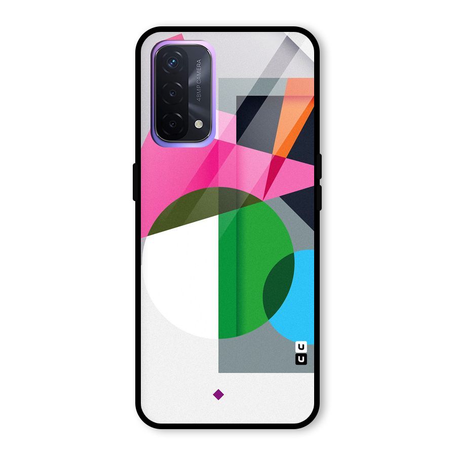 Polygons Cute Pattern Glass Back Case for Oppo A74 5G