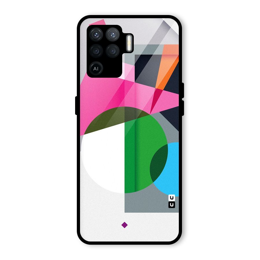 Polygons Cute Pattern Glass Back Case for Oppo F19 Pro