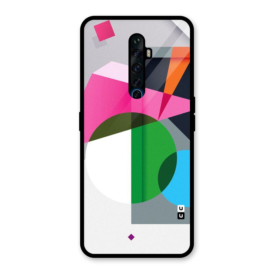 Polygons Cute Pattern Glass Back Case for Oppo Reno2 F