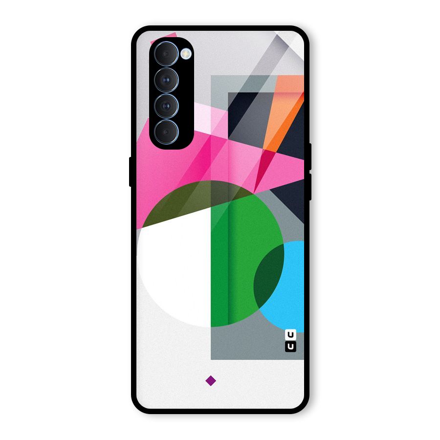 Polygons Cute Pattern Glass Back Case for Oppo Reno4 Pro