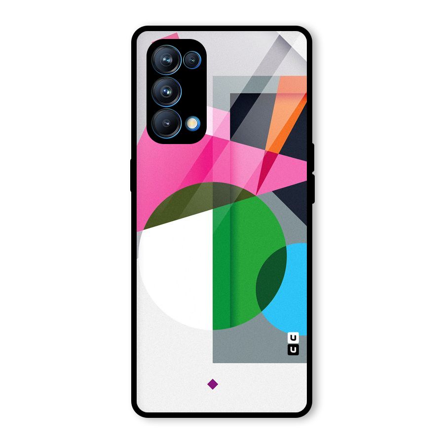 Polygons Cute Pattern Glass Back Case for Oppo Reno5 Pro 5G