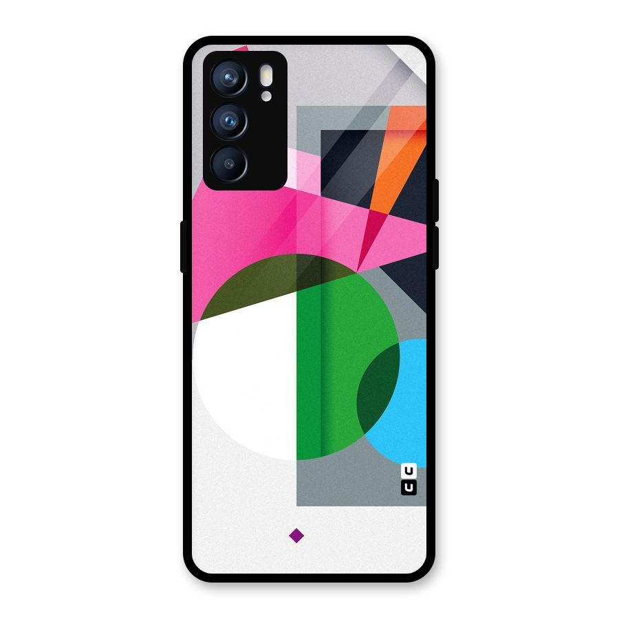 Polygons Cute Pattern Glass Back Case for Oppo Reno6 5G
