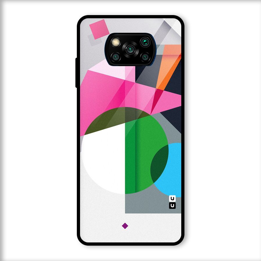 Polygons Cute Pattern Glass Back Case for Poco X3