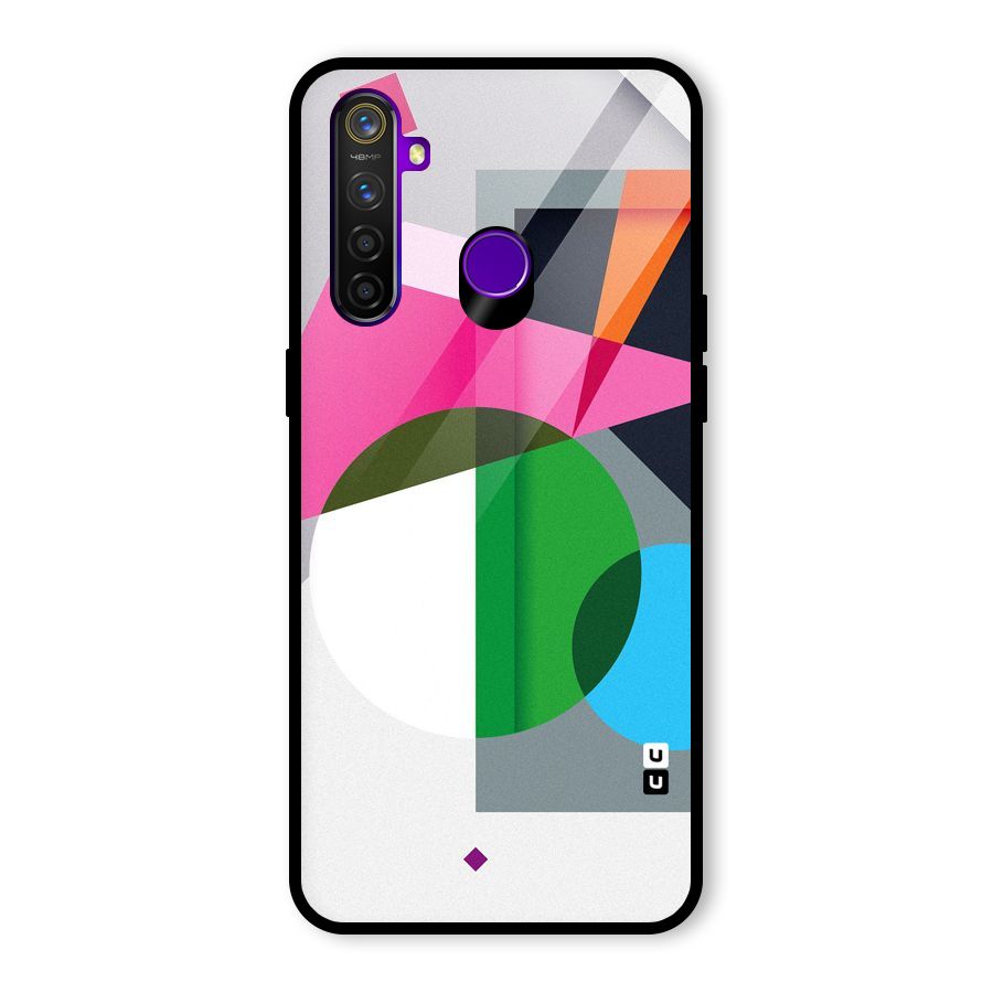 Polygons Cute Pattern Glass Back Case for Realme 5 Pro