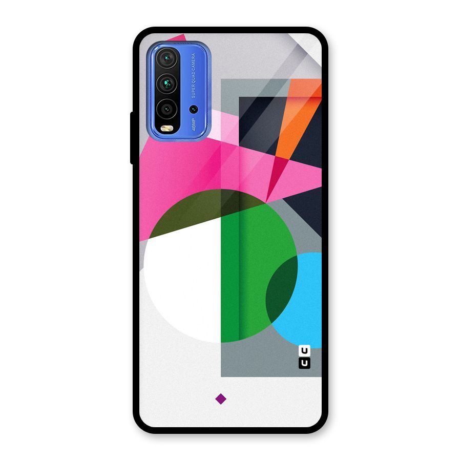 Polygons Cute Pattern Glass Back Case for Redmi 9 Power