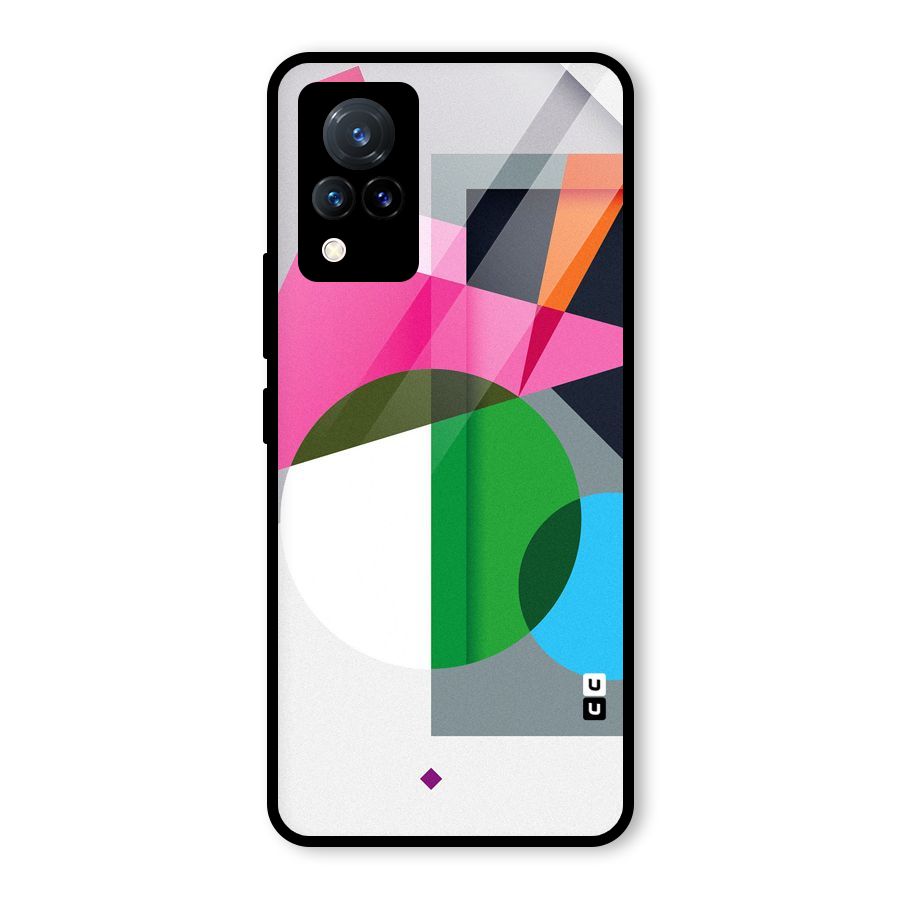 Polygons Cute Pattern Glass Back Case for Vivo V21 5G