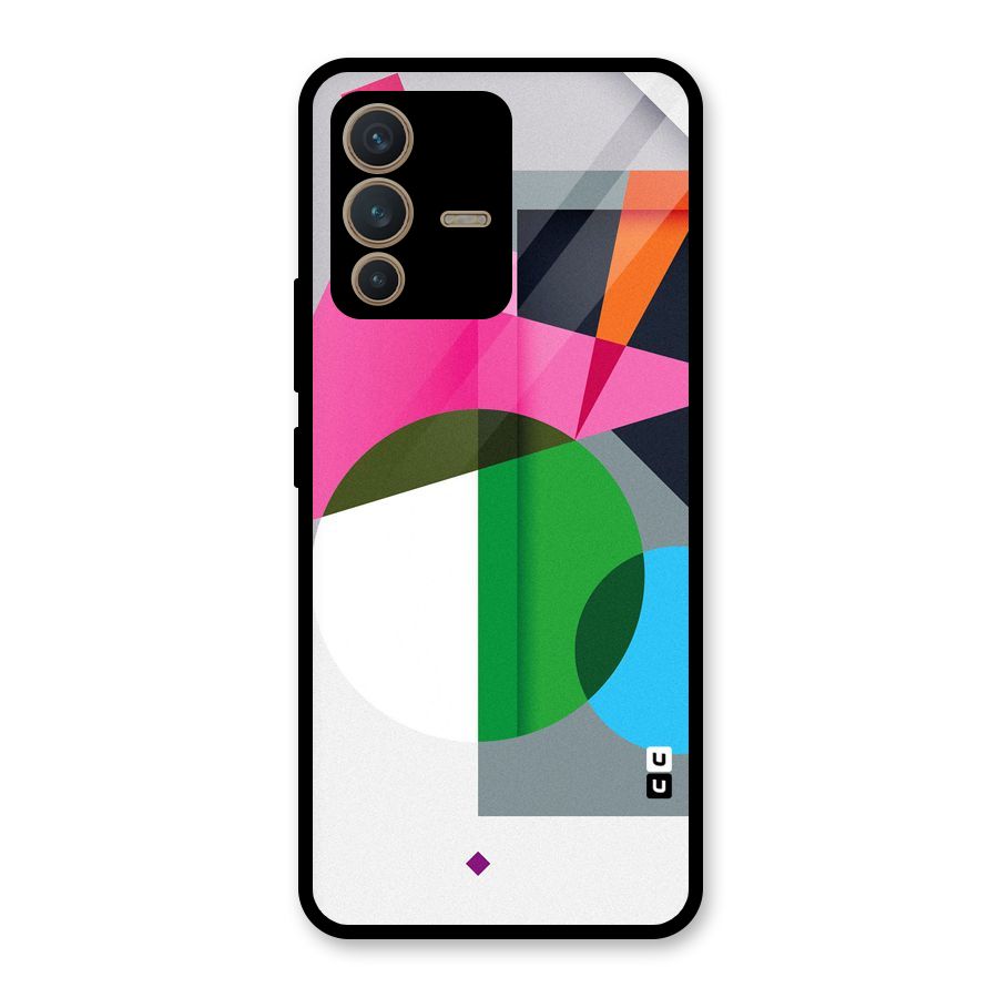 Polygons Cute Pattern Glass Back Case for Vivo V23 5G
