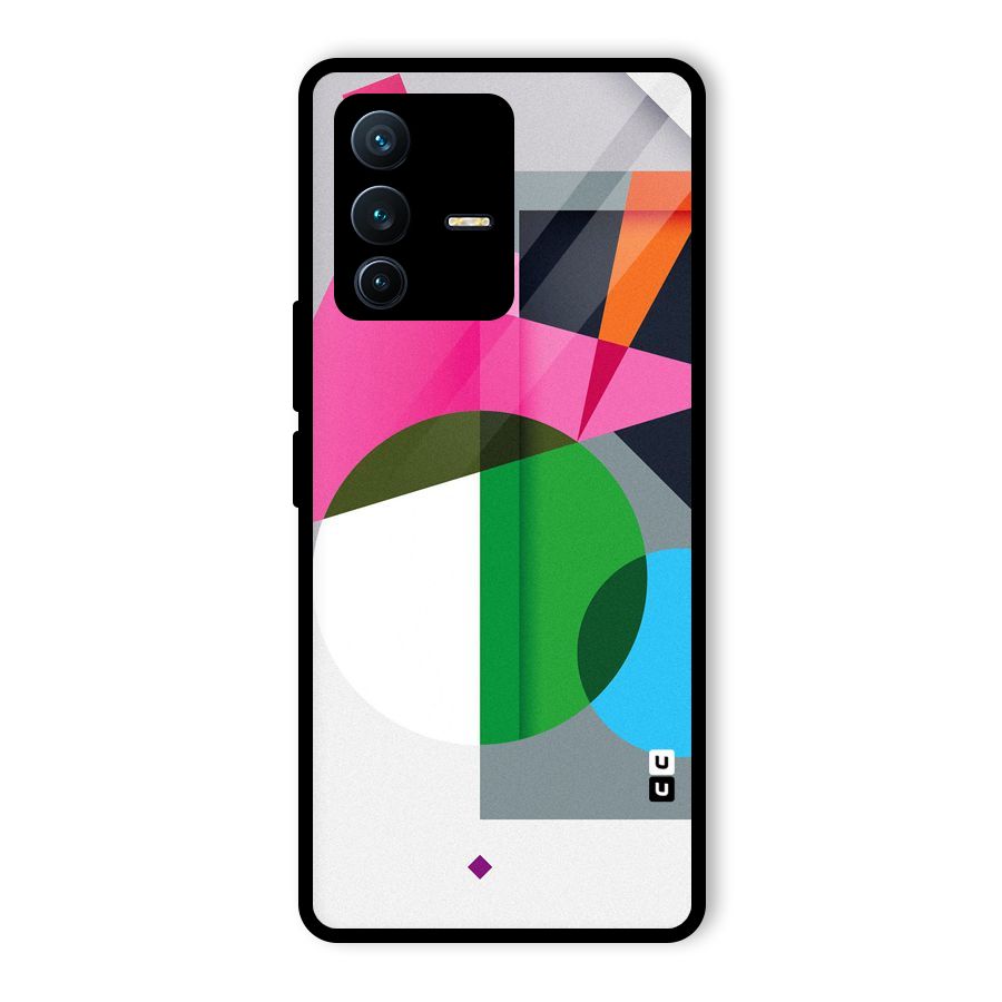 Polygons Cute Pattern Glass Back Case for Vivo V23 Pro