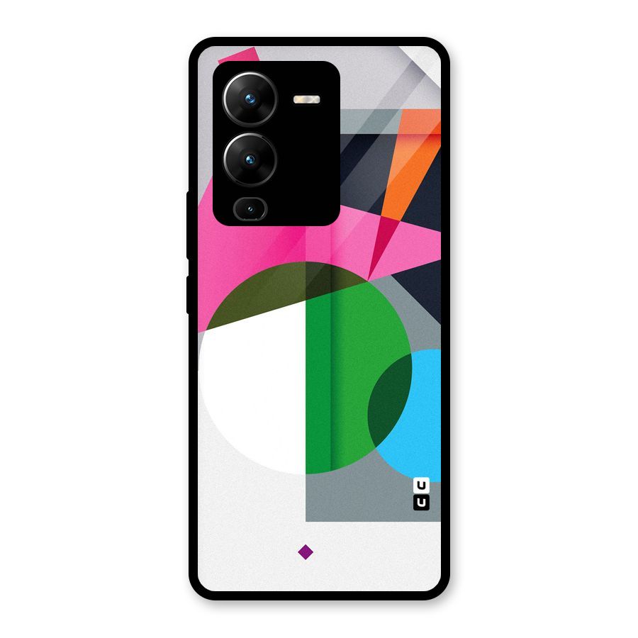 Polygons Cute Pattern Glass Back Case for Vivo V25 Pro