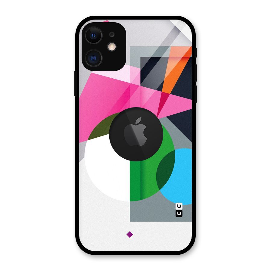 Polygons Cute Pattern Glass Back Case for iPhone 11 Logo Cut