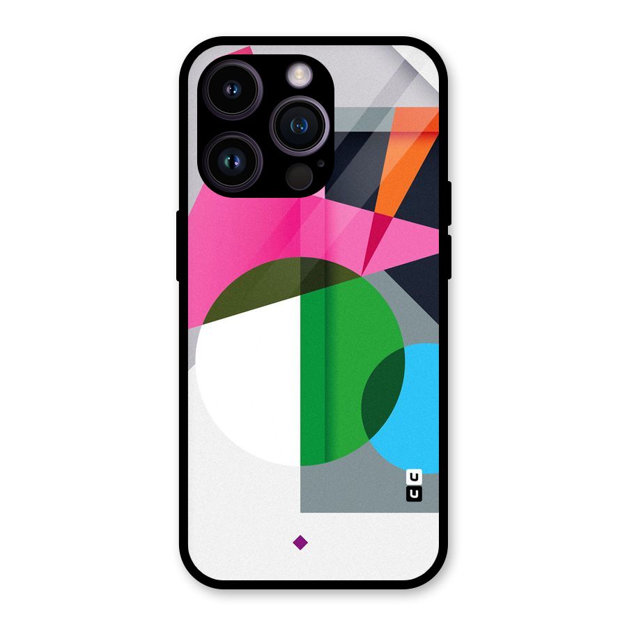 Polygons Cute Pattern Glass Back Case for iPhone 14 Pro
