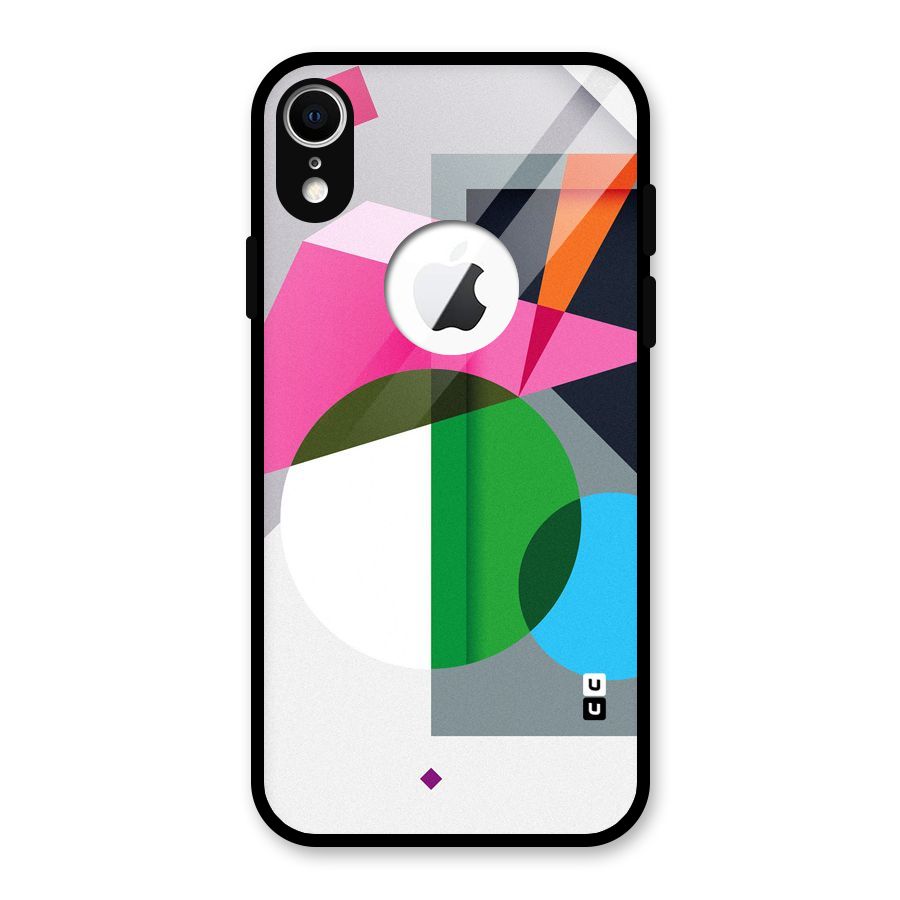 Polygons Cute Pattern Glass Back Case for iPhone XR Logo Cut